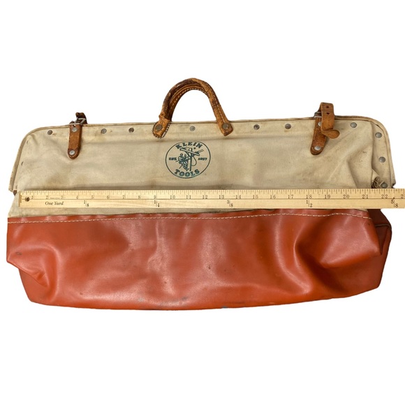 Klein Tools Vintage 24 Inch Linesman Tool Bag Doctors Style Large Canvas Leather - Picture 10 of 12